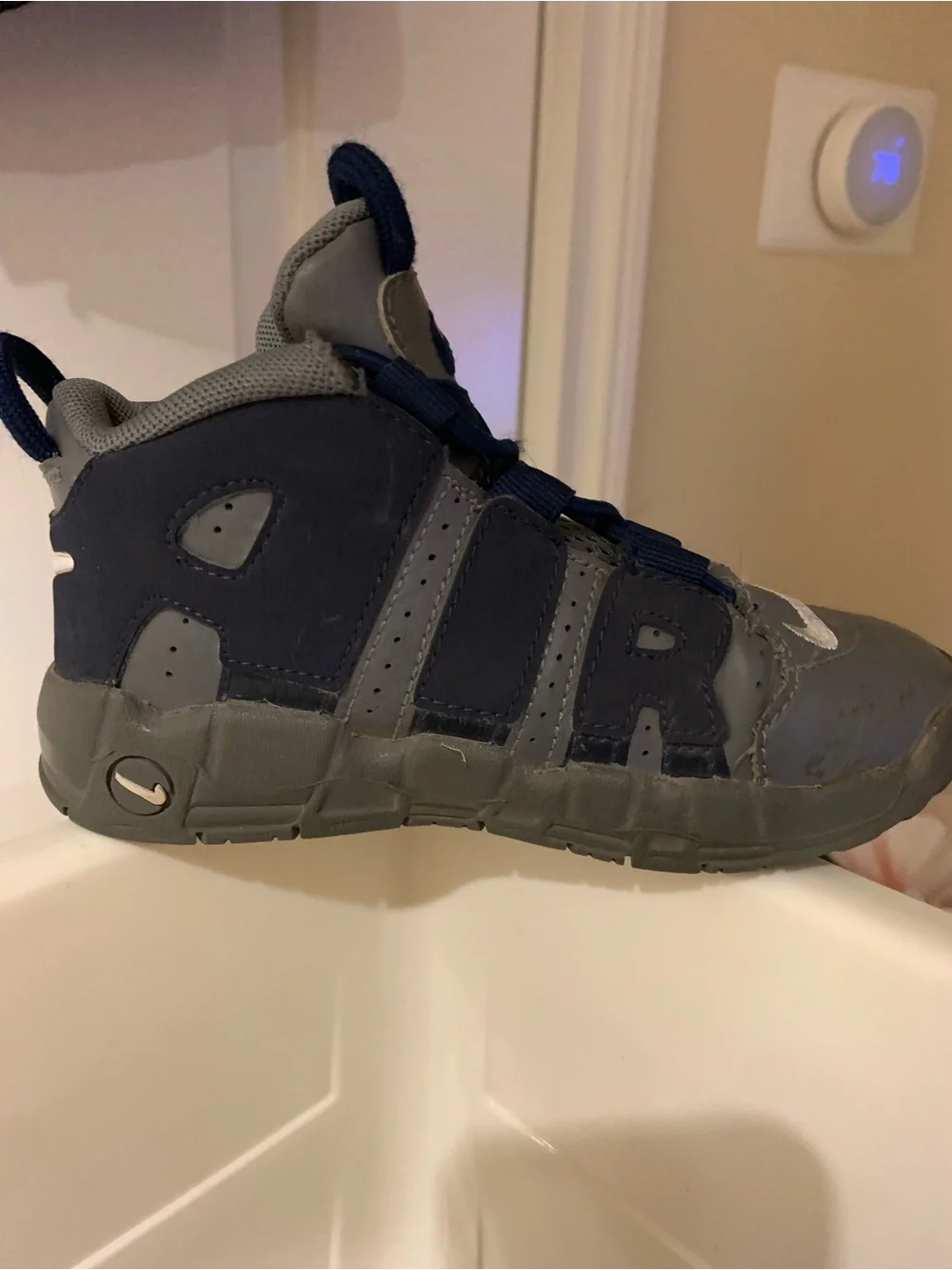 Nike Kids Uptempo Navy and Gray